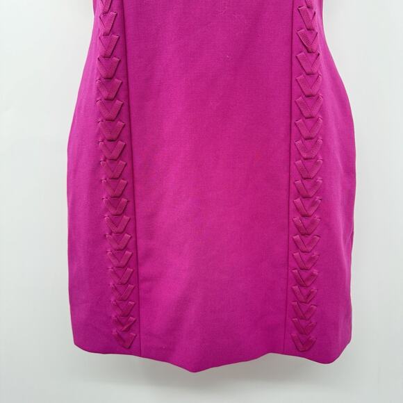 Cinq a Sept Alison Whipstiched Ponte Mini Dress Sz 4 Fuchsia Pink Stretch $395 - Picture 7 of 15